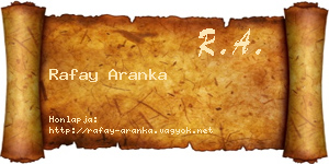 Rafay Aranka névjegykártya